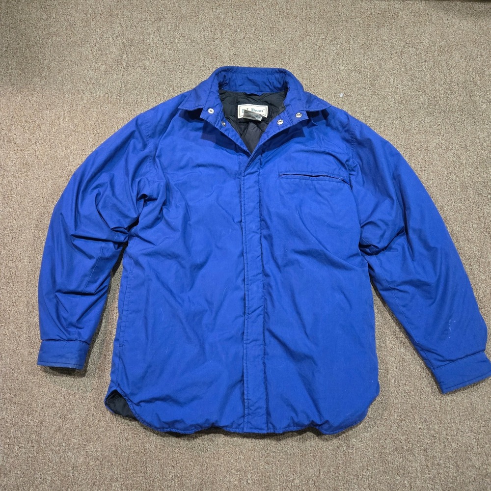 Vintage L.L. Bean Puffer Jacket Mens Medium Blue Goose Down Insulated Outdoors